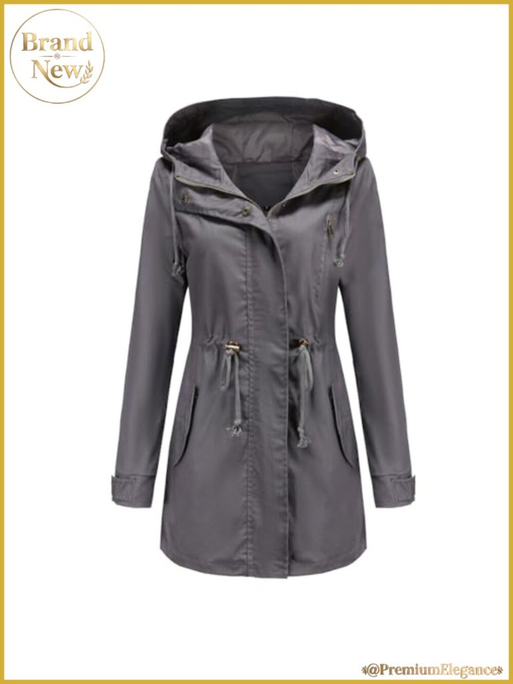 Lightweight Anorak Utility Jacket Drawstring Waist Hoodie Zip Up Casual Coat